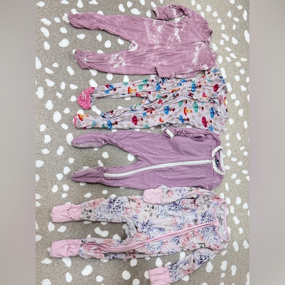 Posh Peanut Other - Lot of 4 bamboo footies baby girl ballerina lavender floral cadenlane watercolor